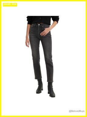 Straight Leg High Rise Jeans with Stretch Cotton